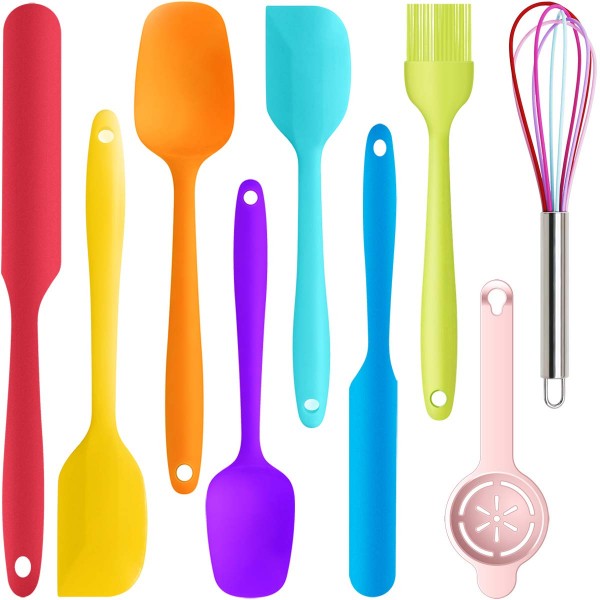 Silicone Cooking Utensils Set - 446°F Heat Resistant Silicone Kitchen  Utensils for Cooking,Kitchen Utensil Spatula Set w Wooden Handles and  Holder, BPA FREE Gadgets for Non-Stick Cookware (Khaki)