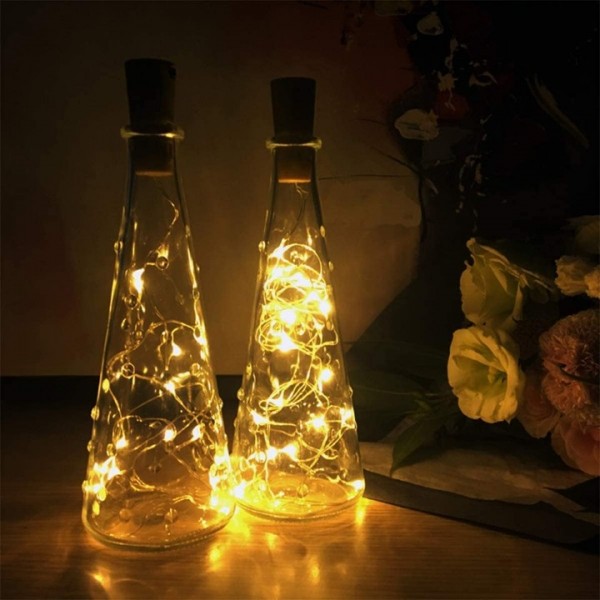 30 Pack Wine Bottle Lights with Cork - Warm White Cork Bottle Lights Battery Operated 6.6ft Silver Wire 20 LEDs,Fairy Lights for Christmas,DIY,Party,Decor,Wedding (90 Additional Batteries)