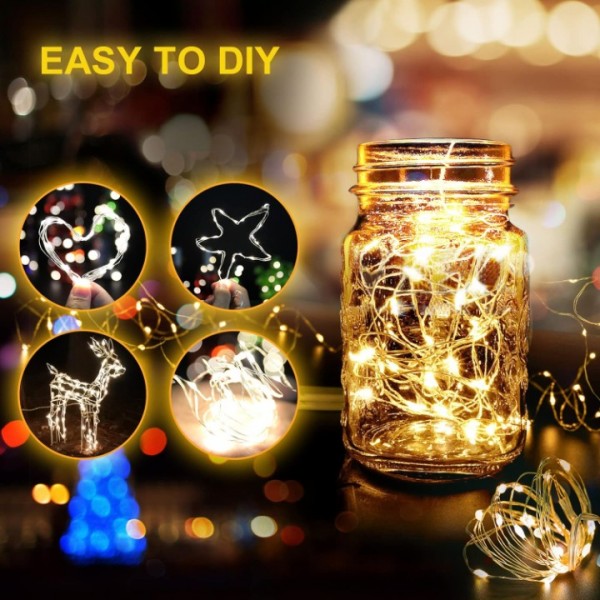 30 Pack LED Fairy Lights Battery Operated - Mini Fairy String Lights 7ft Silver Wire 20 LED Tiny Firefly Lights for Mason Jars, Bedroom, DIY Party, Patio Table, Wedding, Valantine's Gifts (Warm White)